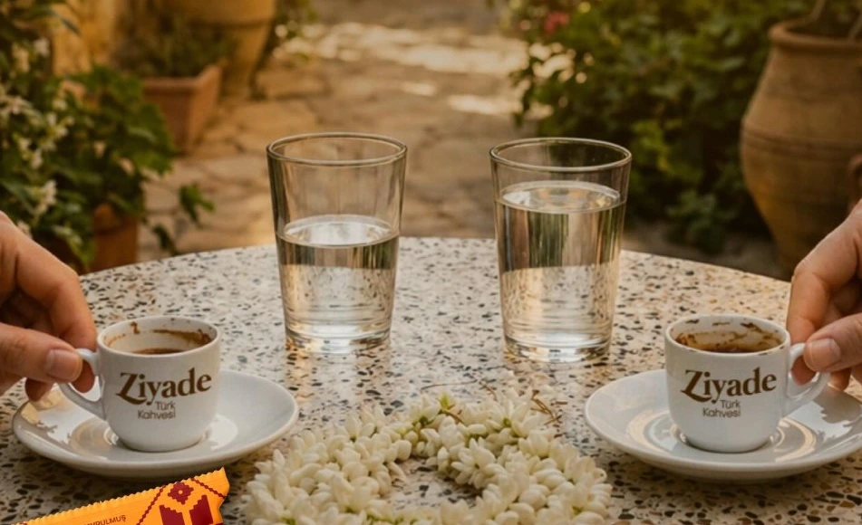 Bahçede yasemin ve iki fincan Ziyade